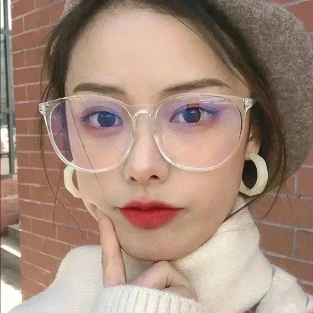 🆕 Nude Anti-Blu-Ray Big Round Frame Glasses🆕